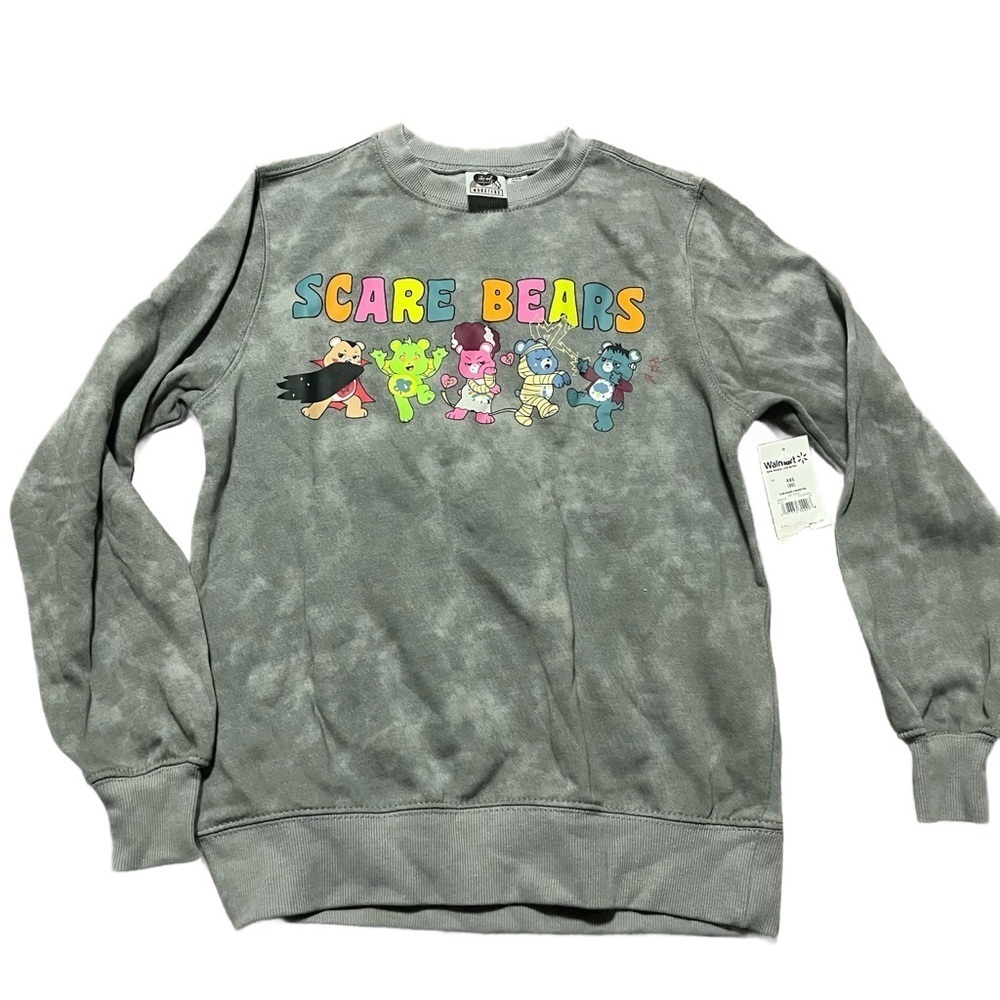 Oversized Scare Care Bears Gray Sweatshirt Size XXS Runs Big Halloween Crewneck
